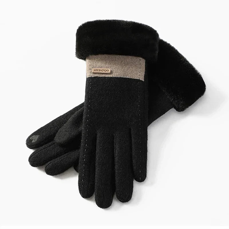 Winterhandschoenen - Stijlvolle, Warme, met bont Gevoerde Dameshandschoenen-Boetiek Moda