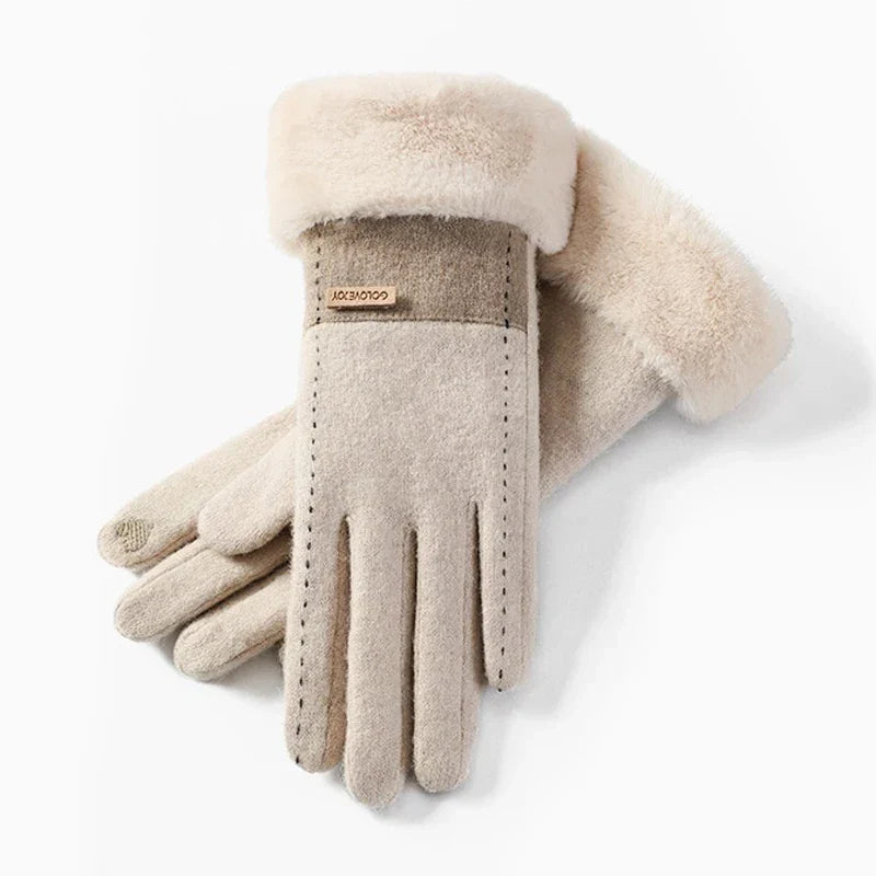 Winterhandschoenen - Stijlvolle, Warme, met bont Gevoerde Dameshandschoenen-Boetiek Moda