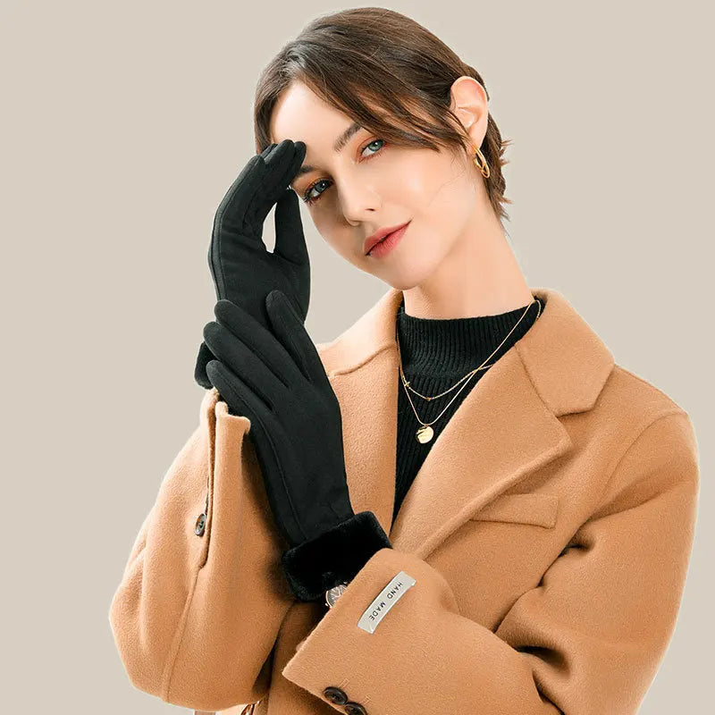 Winterhandschoenen - Stijlvolle, Warme, met bont Gevoerde Dameshandschoenen-Boetiek Moda
