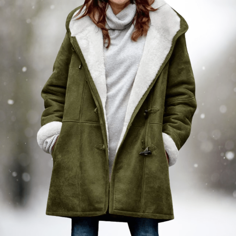 Winterjas - Oversized winterjas met capuchon en sherpa voering voor dames-Boetiek Moda