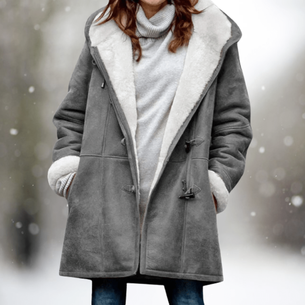 Winterjas - Oversized winterjas met capuchon en sherpa voering voor dames-Boetiek Moda