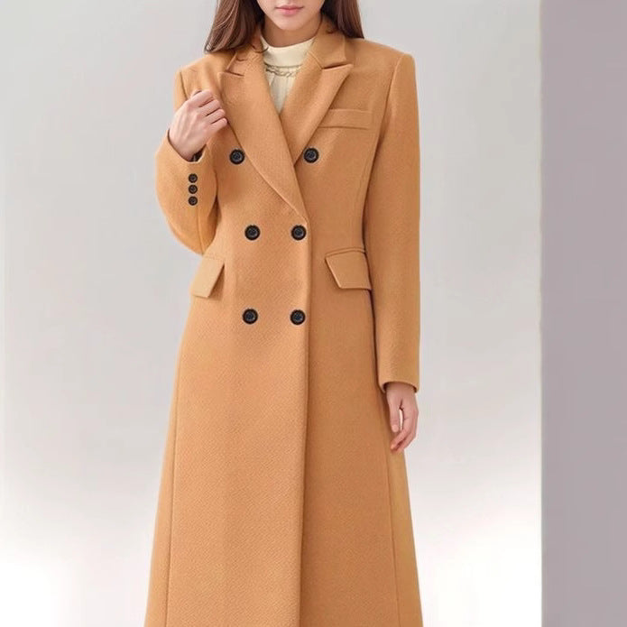 Wintertrenchcoat - Lange trenchcoat met dubbele knoopsluiting voor dames-Boetiek Moda