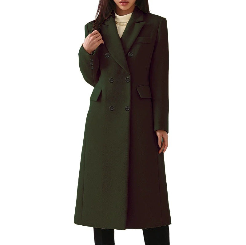 Wintertrenchcoat - Lange trenchcoat met dubbele knoopsluiting voor dames-Boetiek Moda