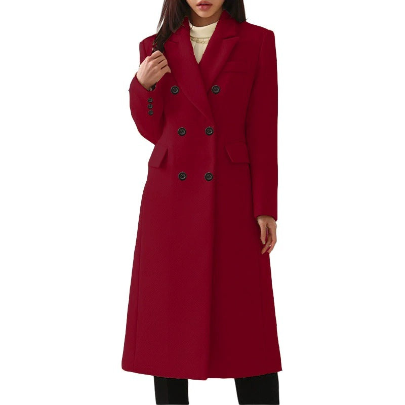 Wintertrenchcoat - Lange trenchcoat met dubbele knoopsluiting voor dames-Boetiek Moda