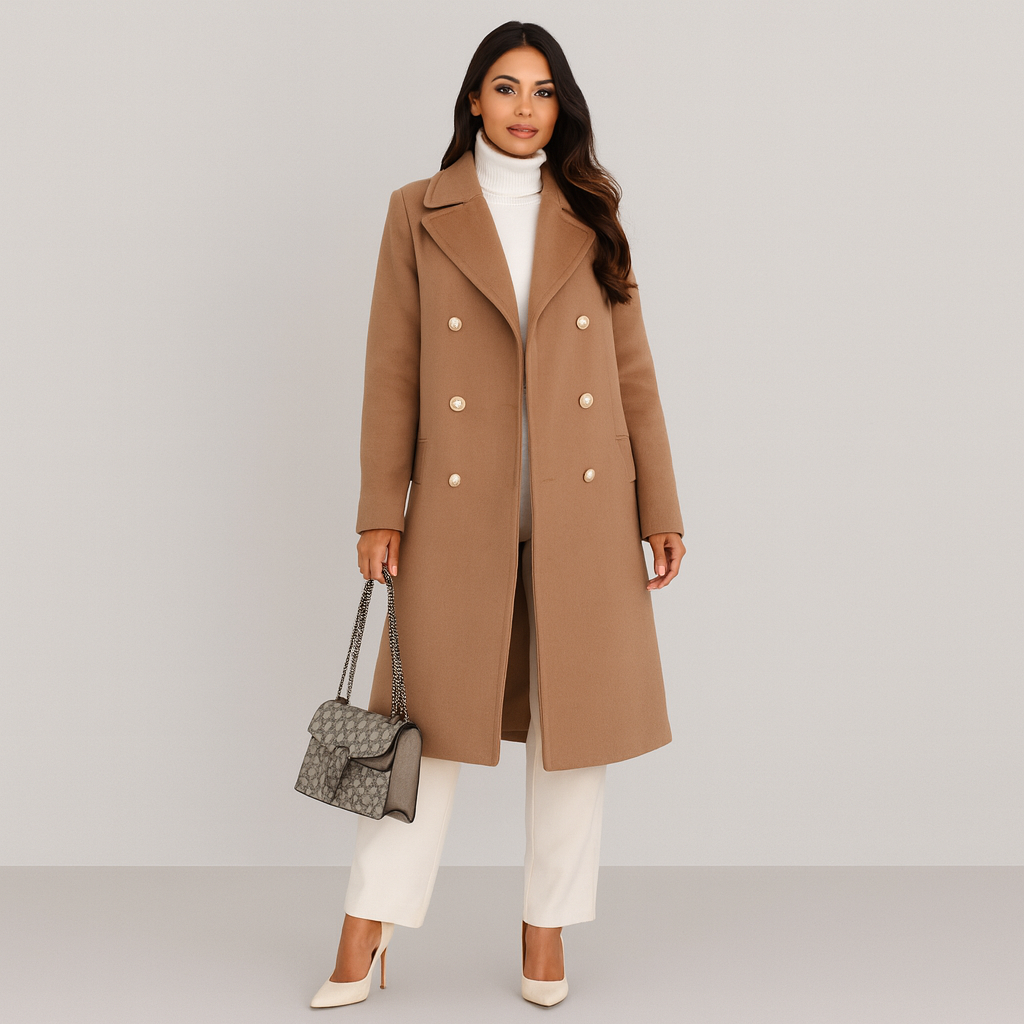 Wollen Coat - Dames Lange Double Breasted Winter Trench Coat-Boetiek Moda