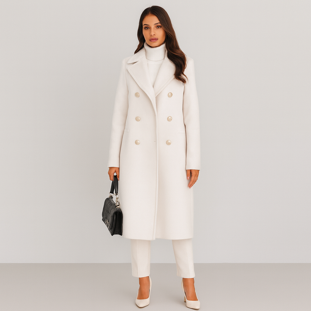 Wollen Coat - Dames Lange Double Breasted Winter Trench Coat-Boetiek Moda