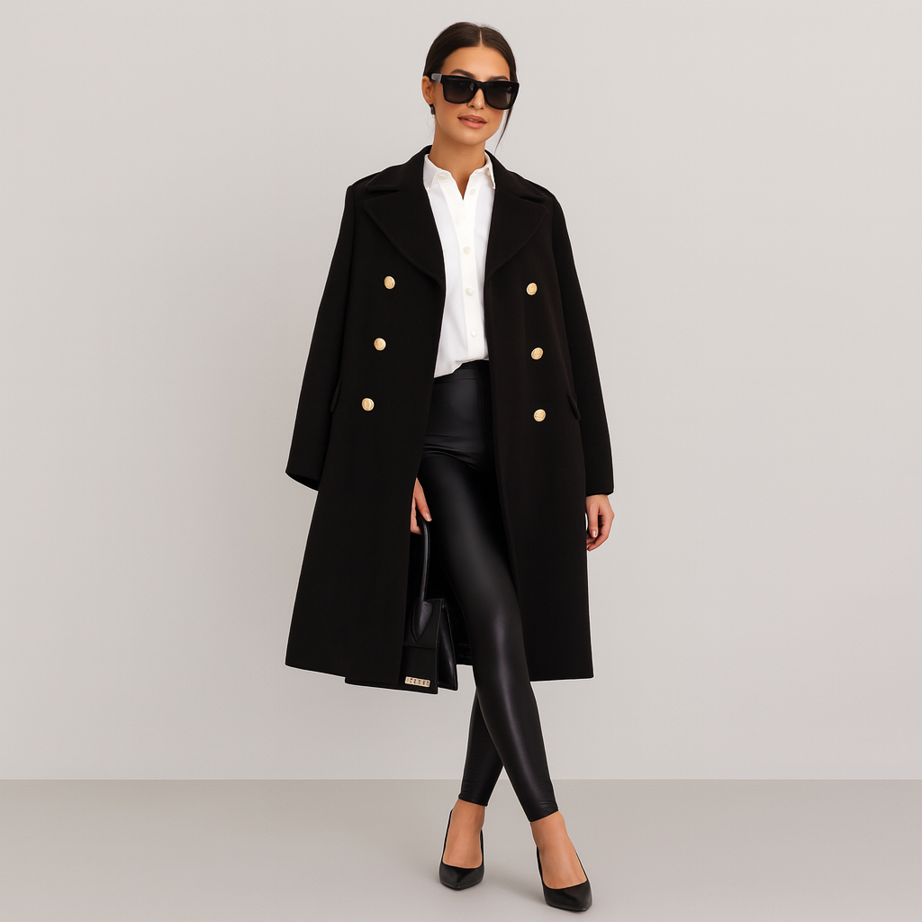 Wollen Coat - Dames Lange Double Breasted Winter Trench Coat-Boetiek Moda