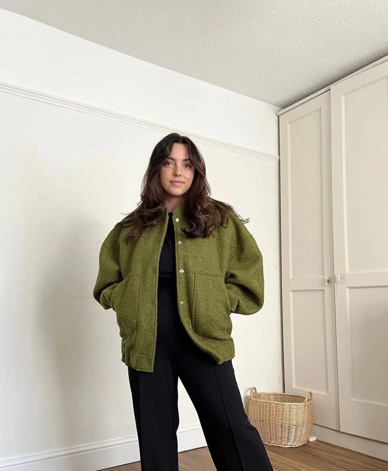 Wollen Jas - Knoopsluiting - Kort - Oversized Jas - Winterjas Dames-Boetiek Moda