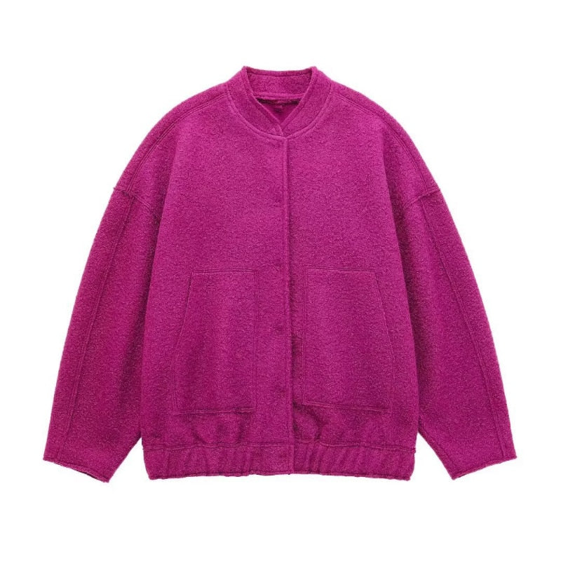 Wollen Jas - Knoopsluiting - Kort - Oversized Jas - Winterjas Dames-Boetiek Moda