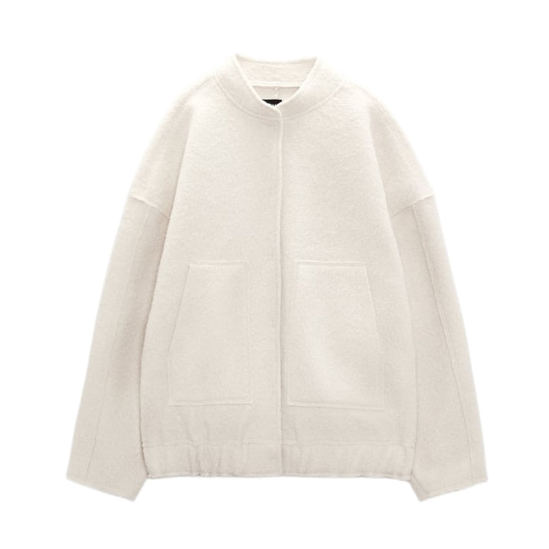 Wollen Jas - Knoopsluiting - Kort - Oversized Jas - Winterjas Dames-Boetiek Moda