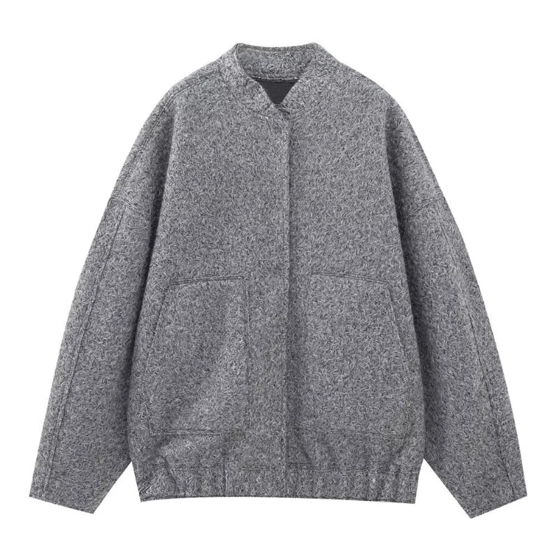 Wollen Jas - Knoopsluiting - Kort - Oversized Jas - Winterjas Dames-Boetiek Moda