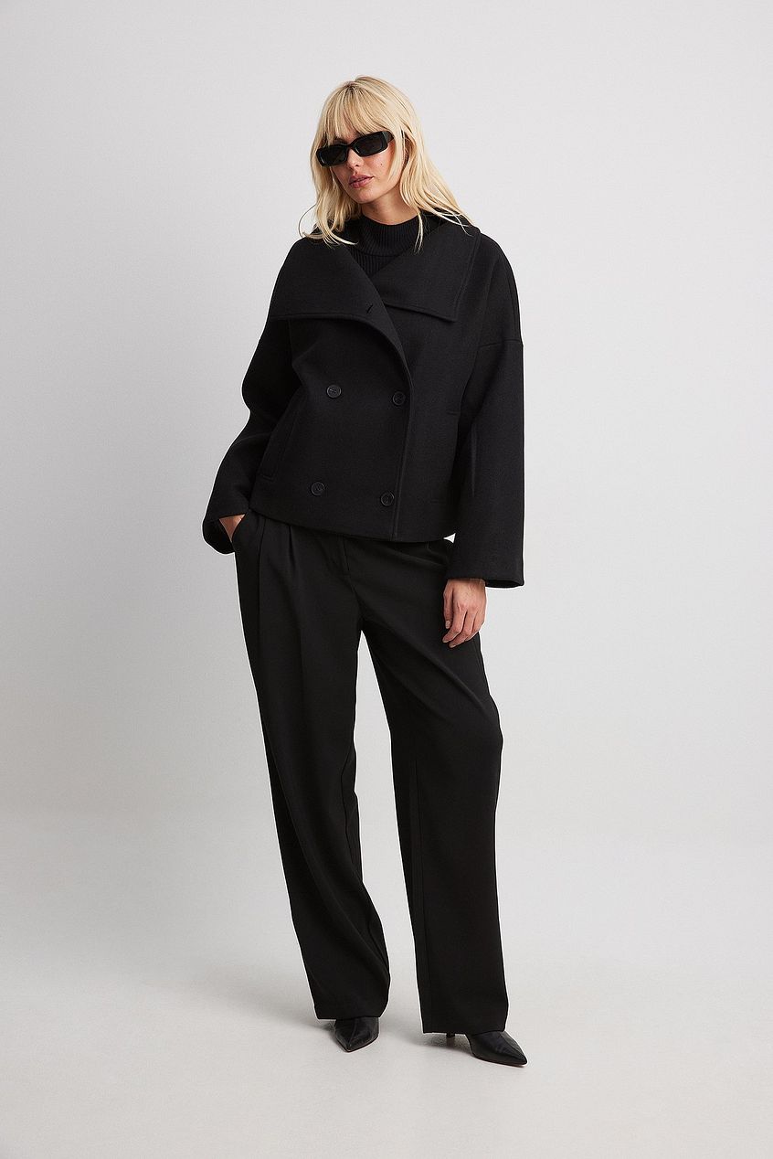 Wollen Jas - Korte double-breasted jas voor dames voor de herfst-Boetiek Moda