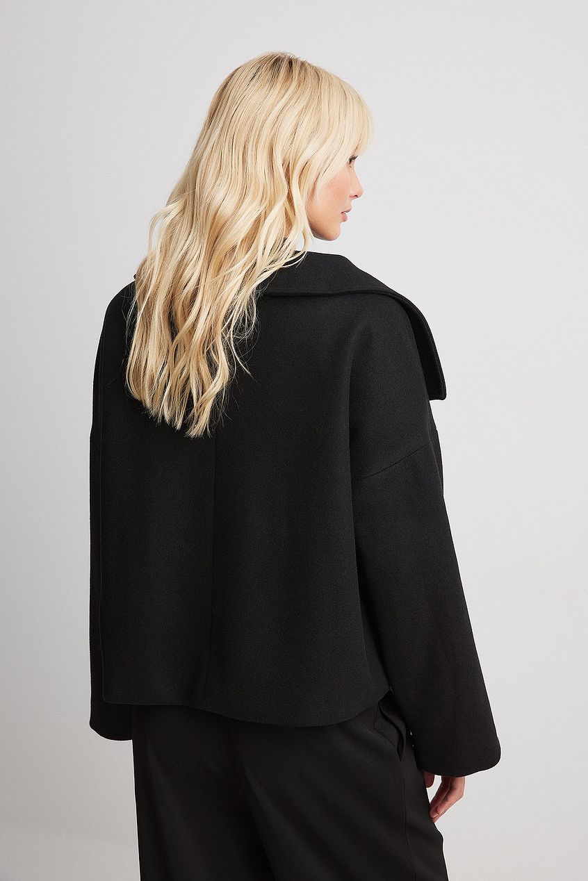 Wollen Jas - Korte double-breasted jas voor dames voor de herfst-Boetiek Moda