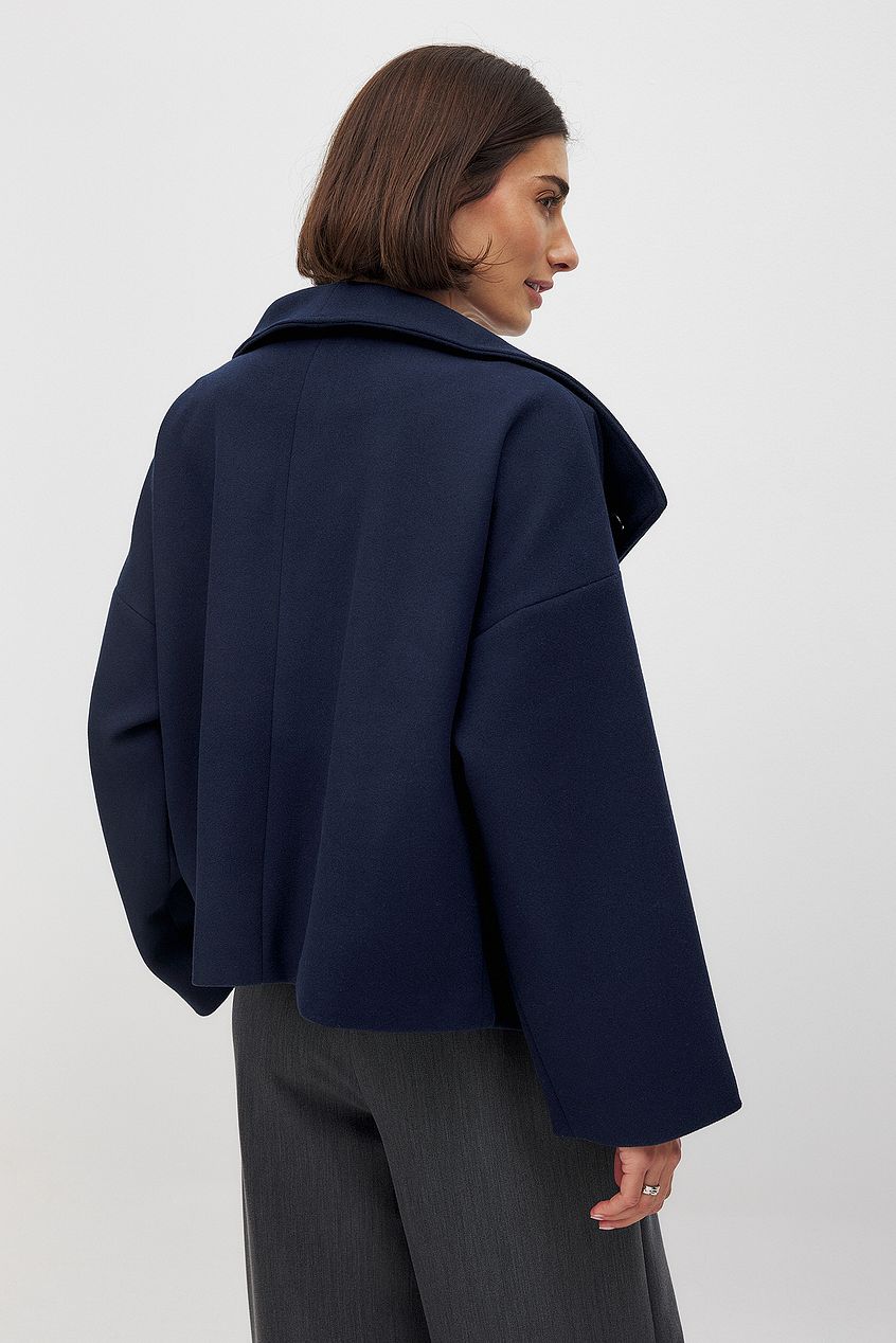 Wollen Jas - Korte double-breasted jas voor dames voor de herfst-Boetiek Moda