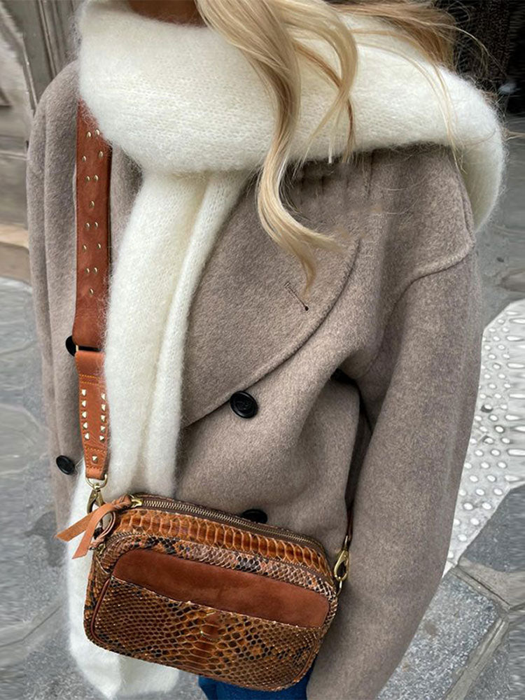 Wollen Jas - Oversized - Double Breasted - Korte Wollen Jas - Damesjas-Boetiek Moda