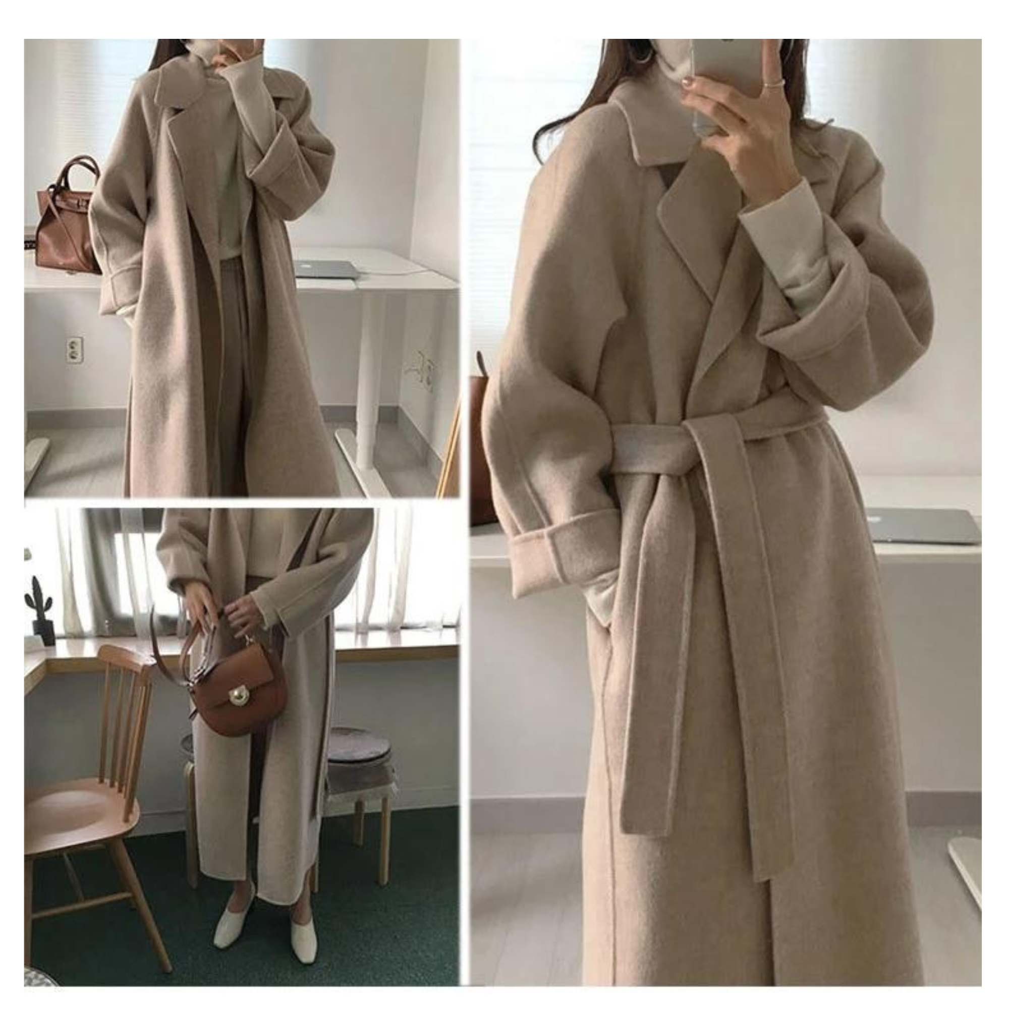 Wollen Jas - Riem - Winter - Lange jas - Wollen overjas voor dames-Boetiek Moda