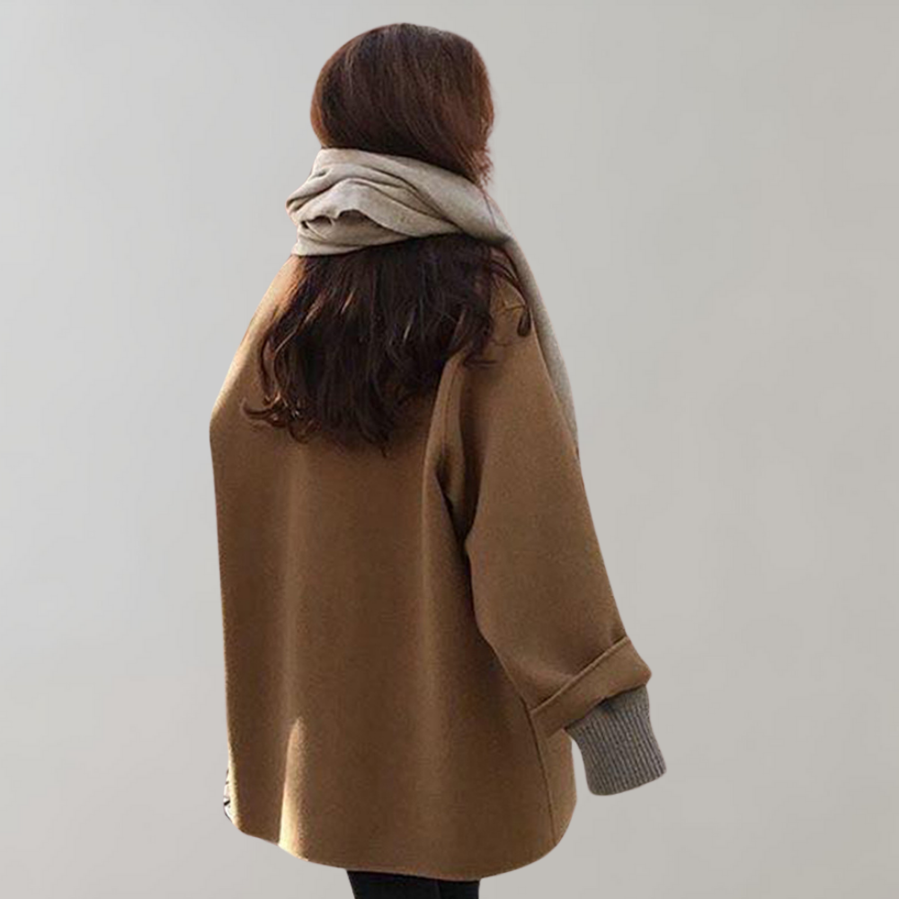 Wollen Jas - Wollen Trenchcoat Met Losse Pasvorm Voor Dames-Boetiek Moda