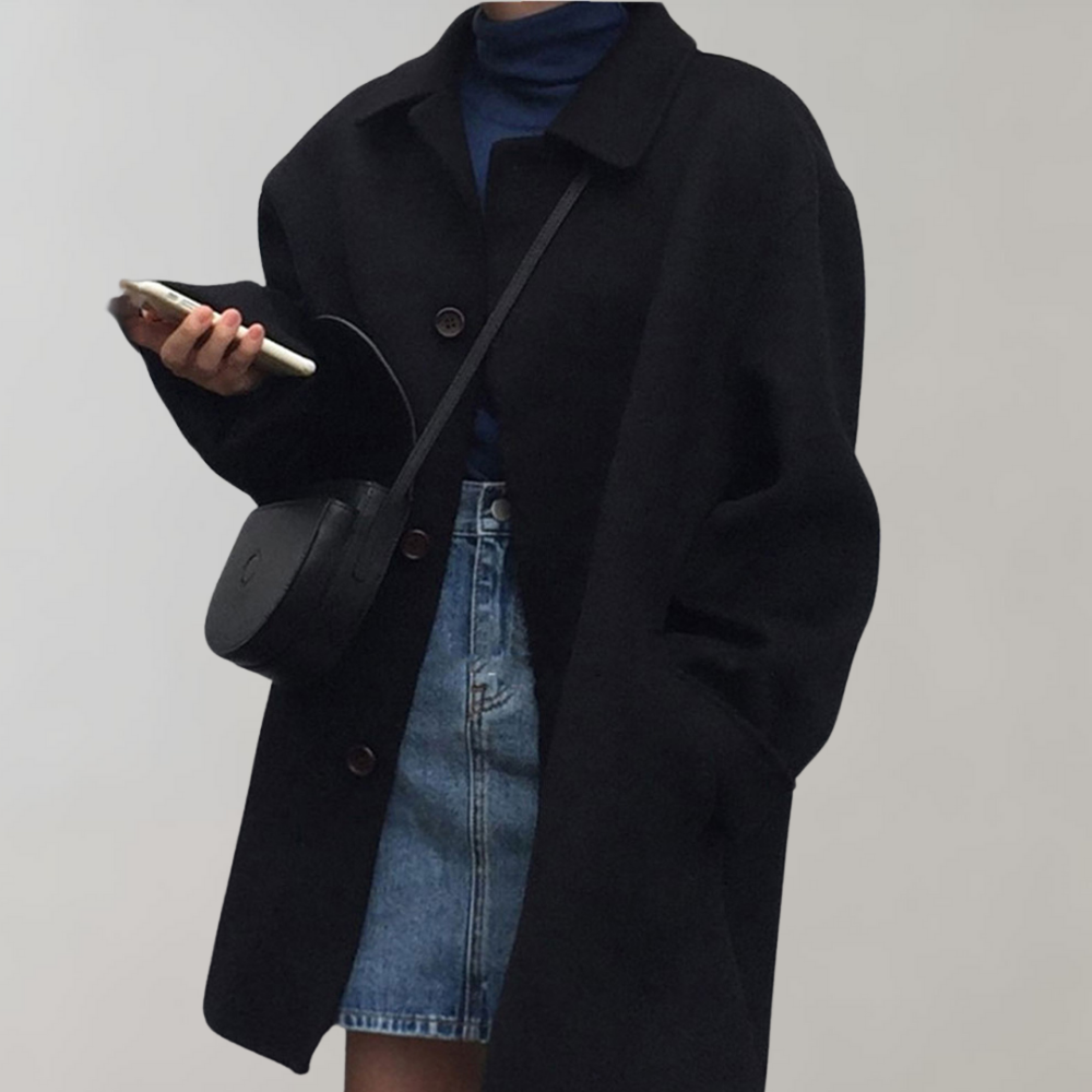 Wollen Jas - Wollen Trenchcoat Met Losse Pasvorm Voor Dames-Boetiek Moda