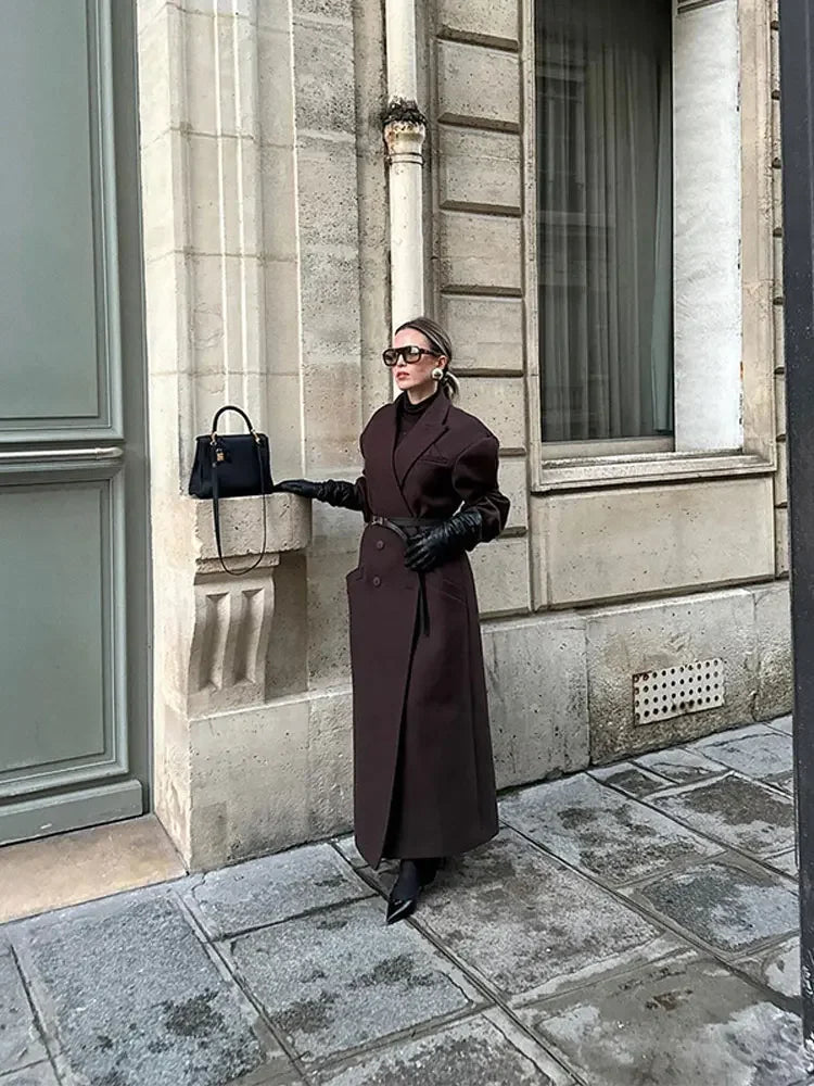 Wollen Trenchcoat | Double Breasted | Lang | Oversized Coat | Damesjassen-Boetiek Moda