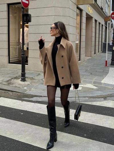 Wollen jas - Oversized - Herfst - Korte trenchcoat - Winterjas voor dames-Boetiek Moda