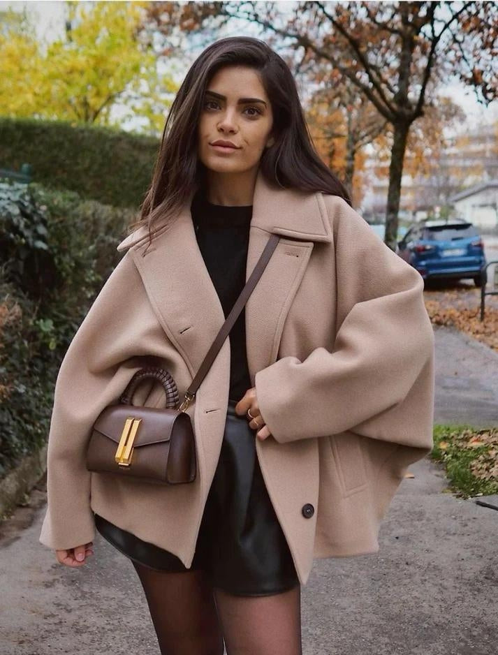 Wollen jas - Oversized - Herfst - Korte trenchcoat - Winterjas voor dames-Boetiek Moda