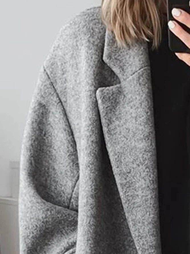 Wollen mantel - oversized - Double Breasted - lange mantel - damesjas-Boetiek Moda