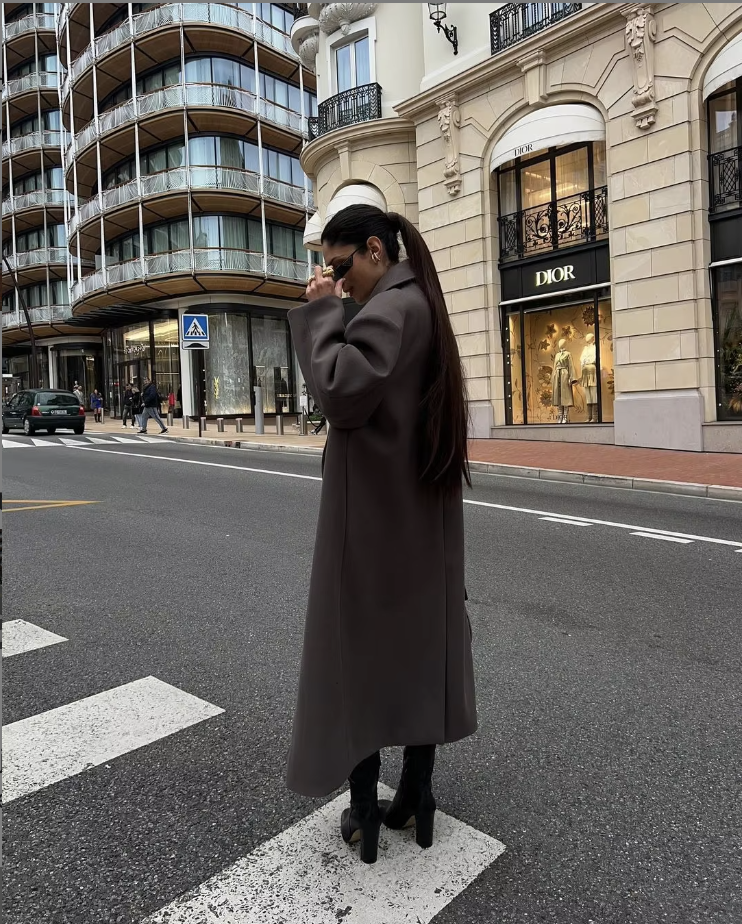 Wollen oversized jas - Double Breasted - Lang - Oversized Trench Coat - Dames Winterjas-Boetiek Moda