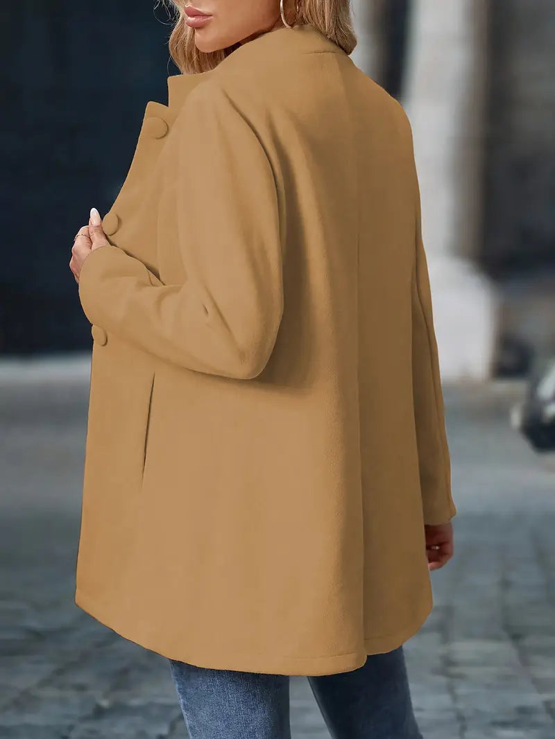Wollen trenchcoat - Stijlvolle middellange wollen overjas voor dames-Boetiek Moda
