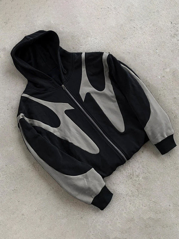 Zip-Up Hoodie - Casual Tweekleurige Hoodie met volledige ritssluiting voor heren-Boetiek Moda