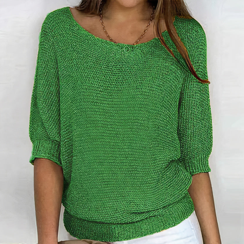 Zomer Trui - Bootnek - Halflange mouwen - Gebreide blouse - Dameskleding-Boetiek Moda