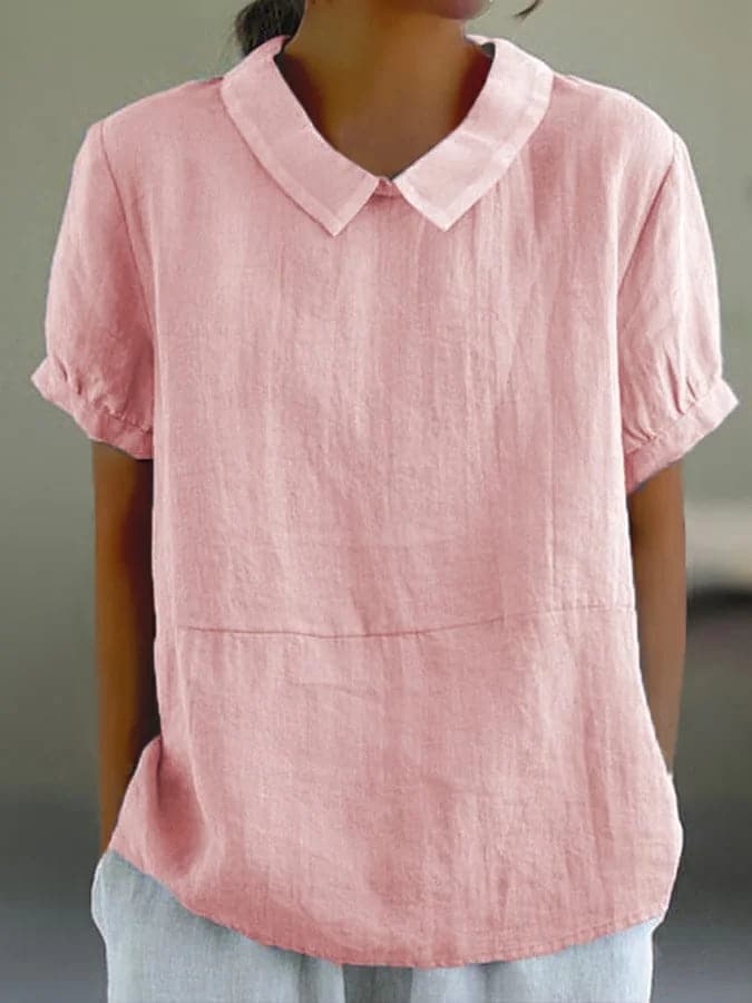 Zomerblouse | Kraag | Losse pasvorm | Blouse met korte mouwen | Zomertops voor dames-Boetiek Moda