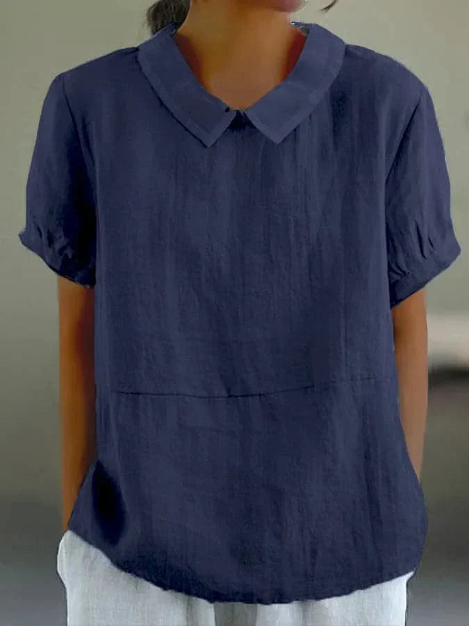 Zomerblouse | Kraag | Losse pasvorm | Blouse met korte mouwen | Zomertops voor dames-Boetiek Moda