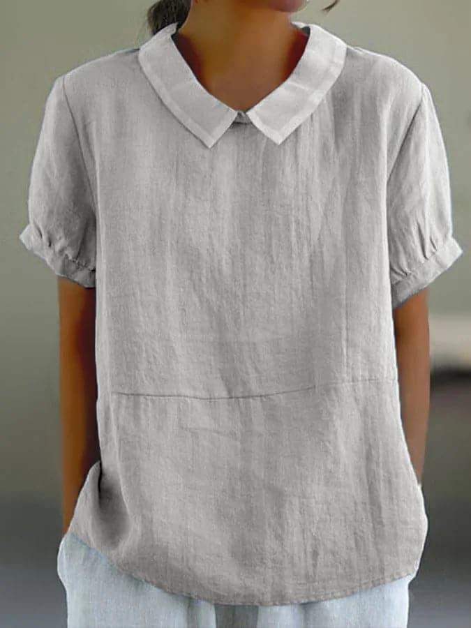 Zomerblouse | Kraag | Losse pasvorm | Blouse met korte mouwen | Zomertops voor dames-Boetiek Moda