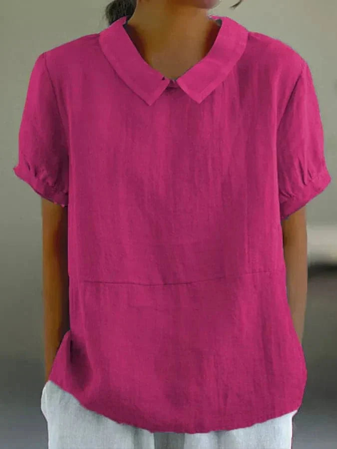 Zomerblouse | Kraag | Losse pasvorm | Blouse met korte mouwen | Zomertops voor dames-Boetiek Moda