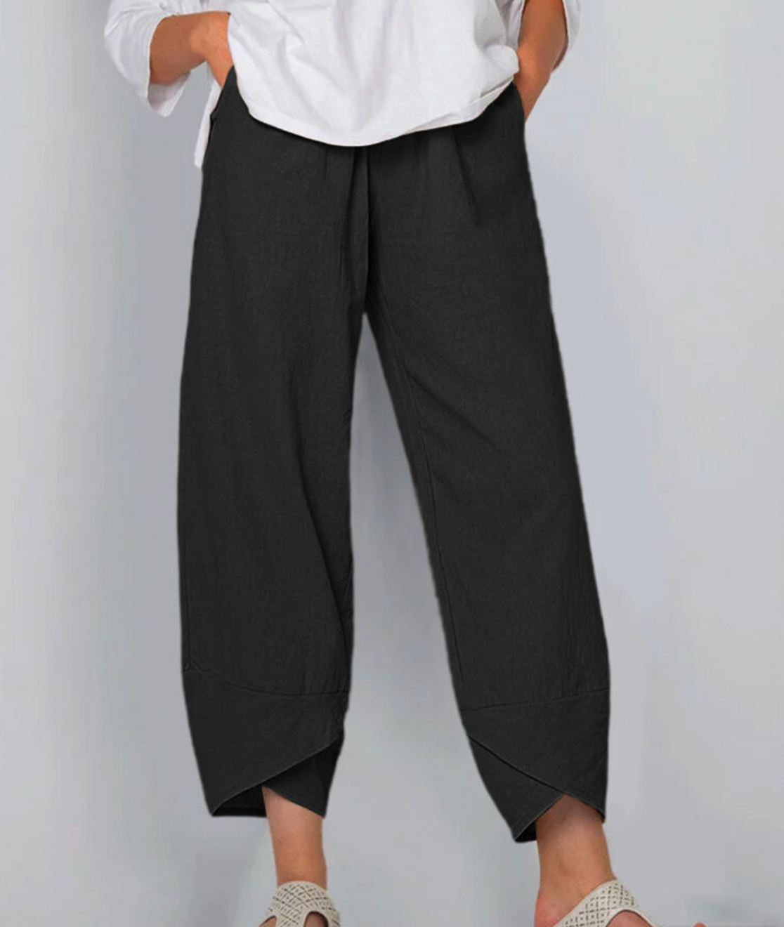Zomerbroek | Wijde Pijp | Geknipt | Linnen Broek | Damesbroek-Boetiek Moda