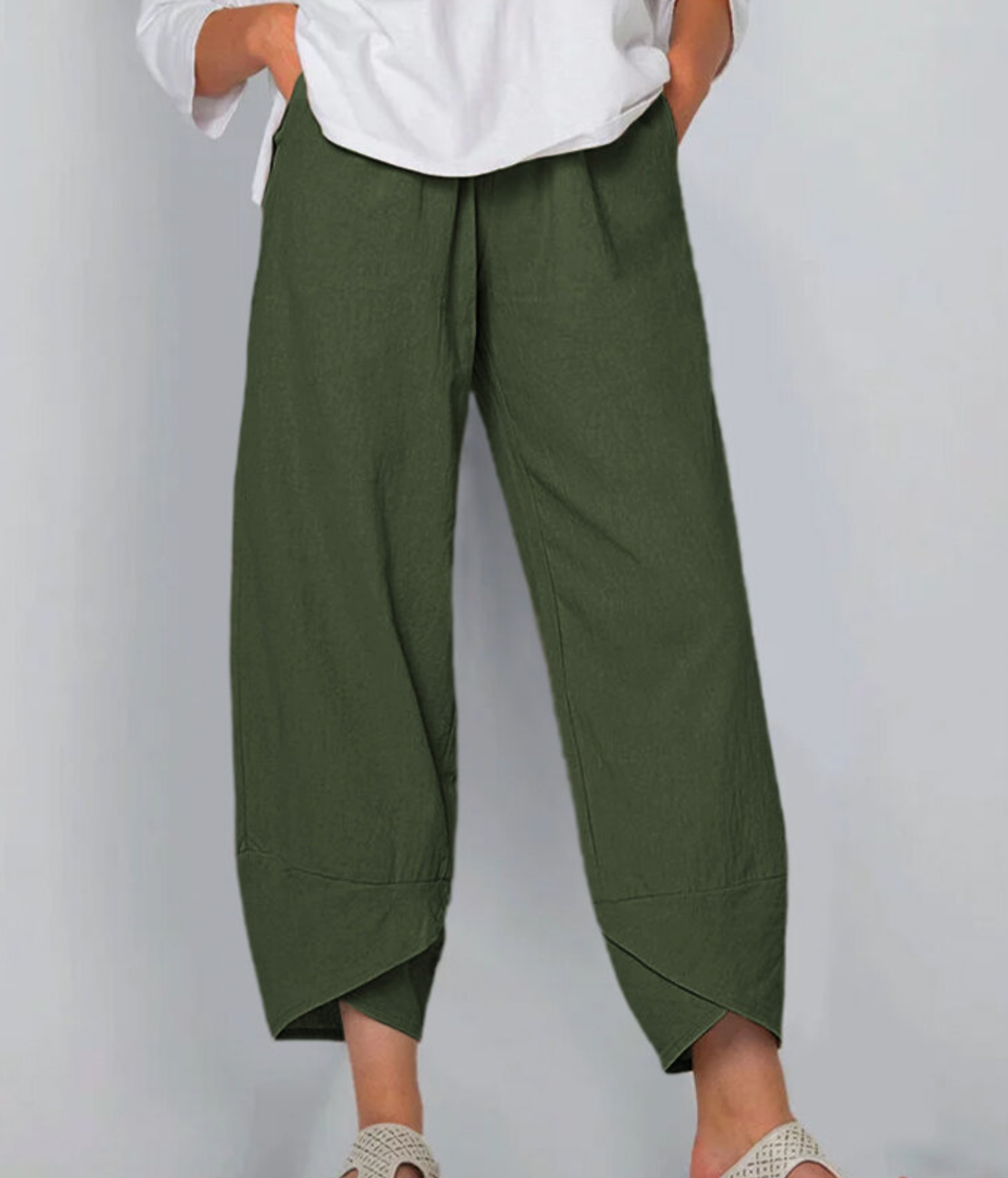 Zomerbroek | Wijde Pijp | Geknipt | Linnen Broek | Damesbroek-Boetiek Moda
