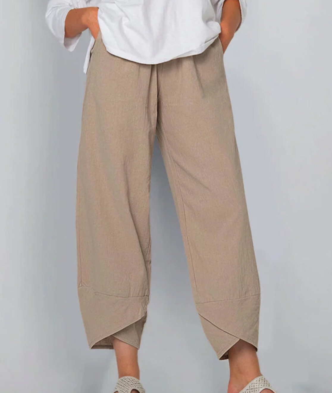 Zomerbroek | Wijde Pijp | Geknipt | Linnen Broek | Damesbroek-Boetiek Moda