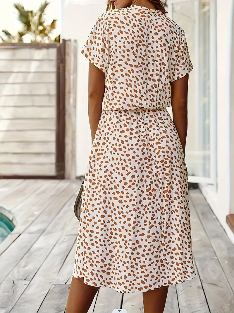 Zomerjurk - Korte Mouw - Ceintuur - Midi-jurk - Zondress-Boetiek Moda