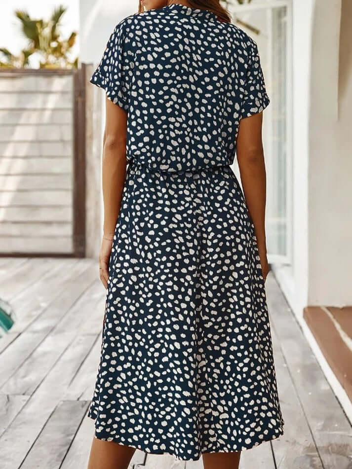 Zomerjurk | Korte Mouwen | Tailleband | Midi Dress | Zondress-Boetiek Moda