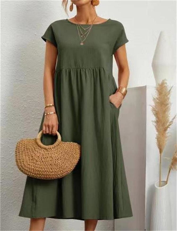 Zomerjurk - Korte mouwen - Losse pasvorm - Lange jurk - Maxi-jurk-Boetiek Moda