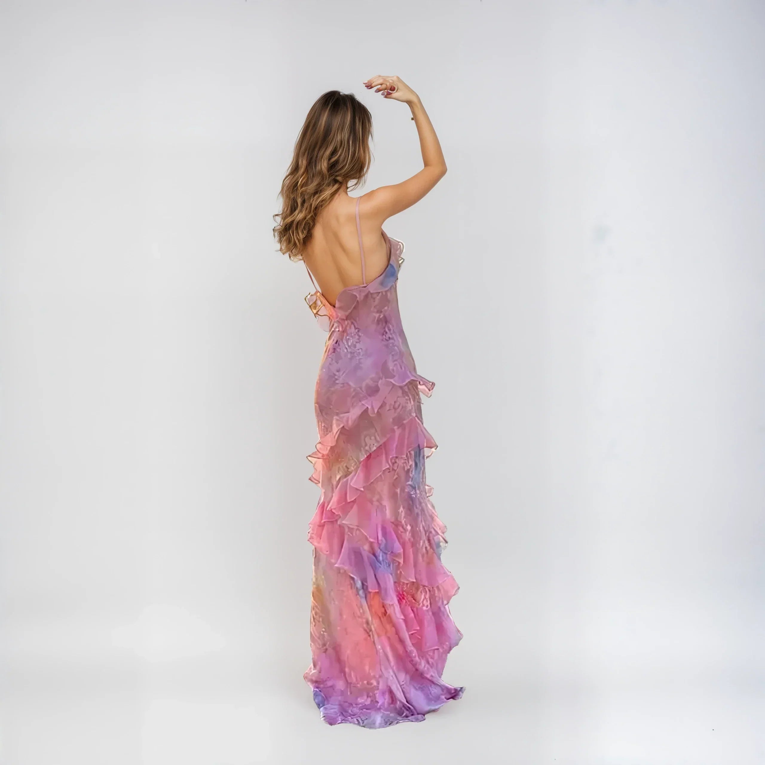 Zomerjurk | Mouwloos | Open rug | Jurk met ruches | Maxi Dress-Boetiek Moda