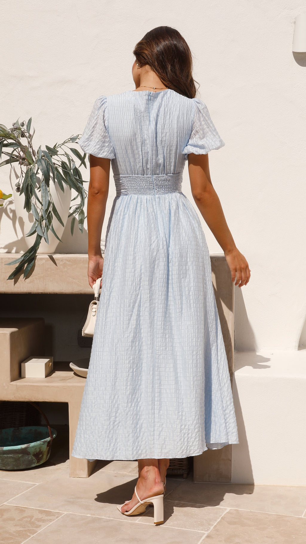 Zomerjurk | V-hals | Pofmouw | Maxidress | Zondresses-Boetiek Moda