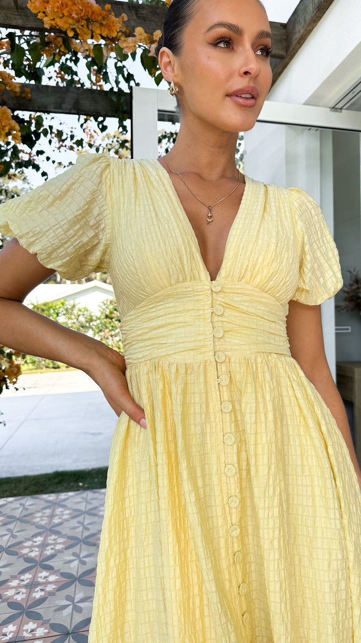 Zomerjurk | V-hals | Pofmouw | Maxidress | Zondresses-Boetiek Moda