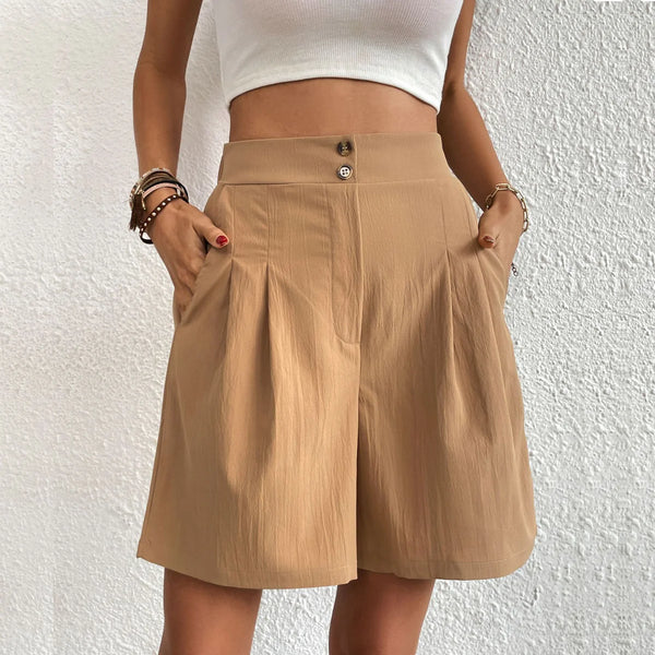 Zomershort - Soepel - Katoen - Korte Broek met Hoge Taille - Damesshort-Boetiek Moda
