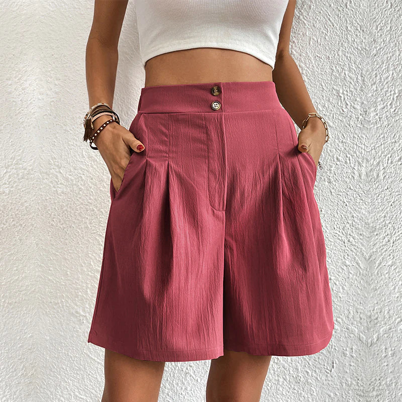 Zomershort - Soepel - Katoen - Korte Broek met Hoge Taille - Damesshort-Boetiek Moda