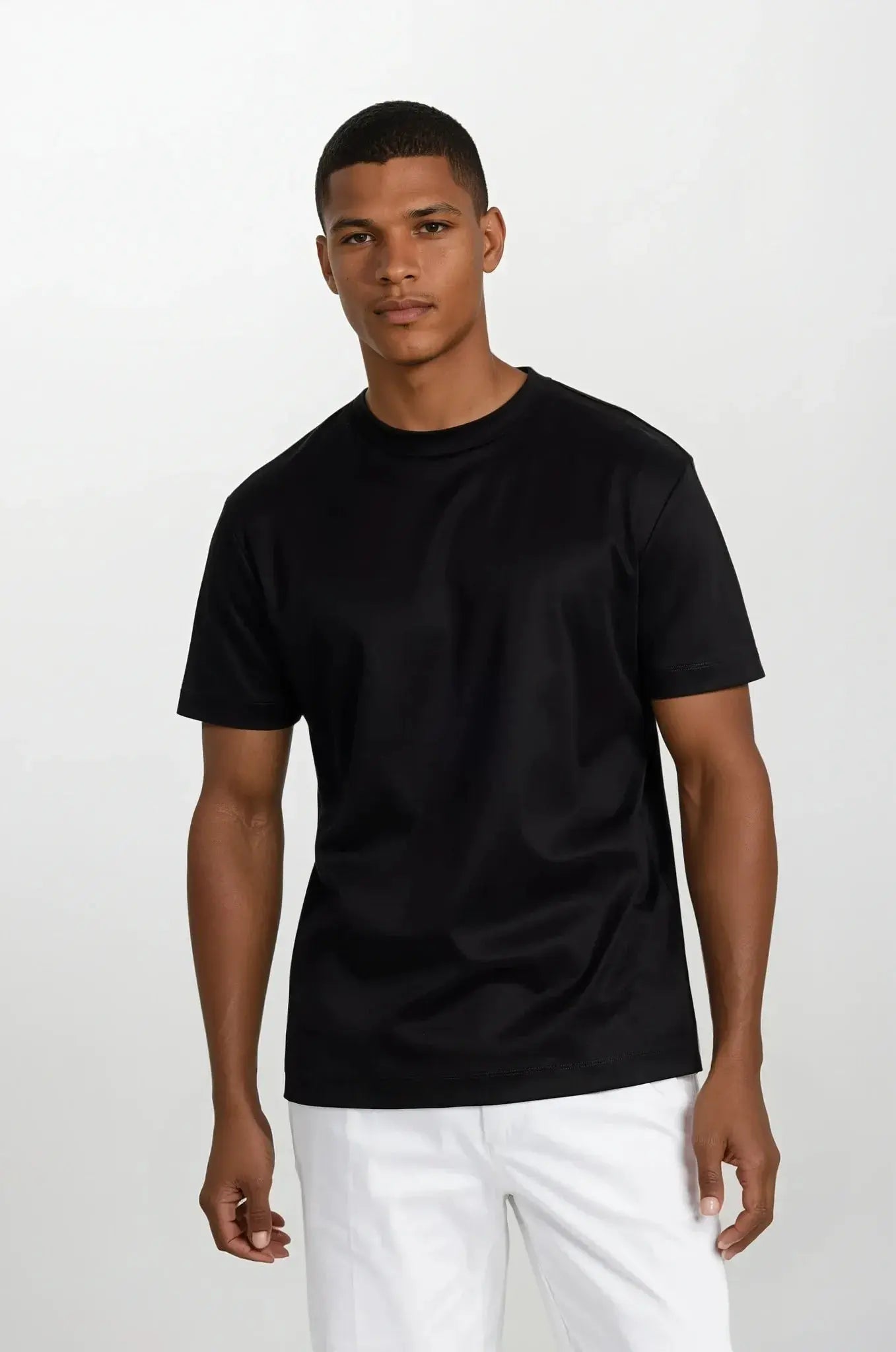 Zwart T-shirt | Ronde Hals | Relaxed Fit | Effen T-shirt | Heren-T-shirt-Boetiek Moda