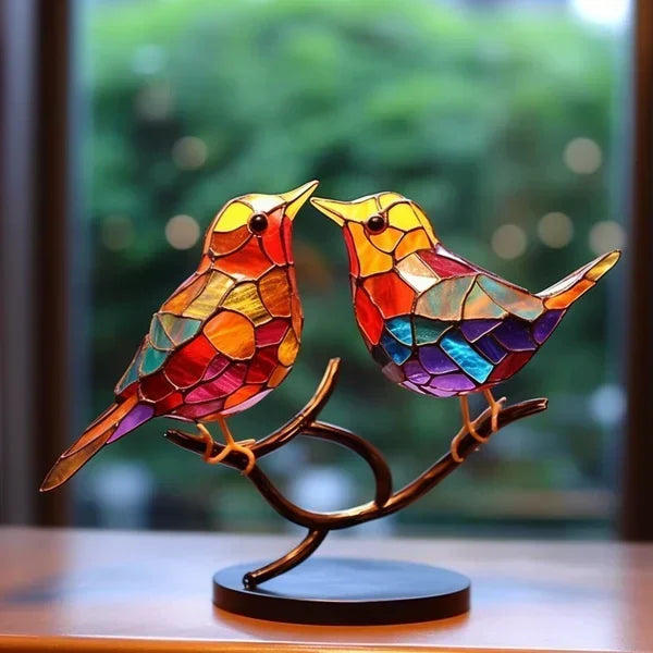 Vogelversiering | Kleurrijk | Vogelbeeldje | Glazen vogel | Tafeldecoratie