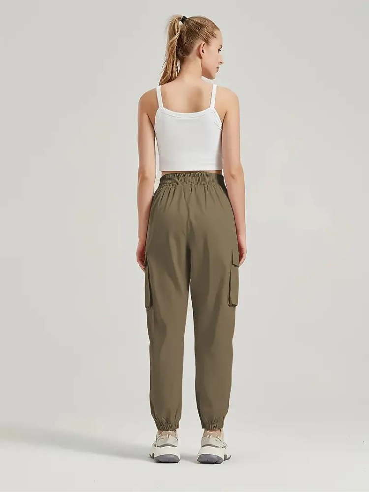 Adaline Joggers | Broek met hoge Cargo Broek-Boetiek Moda