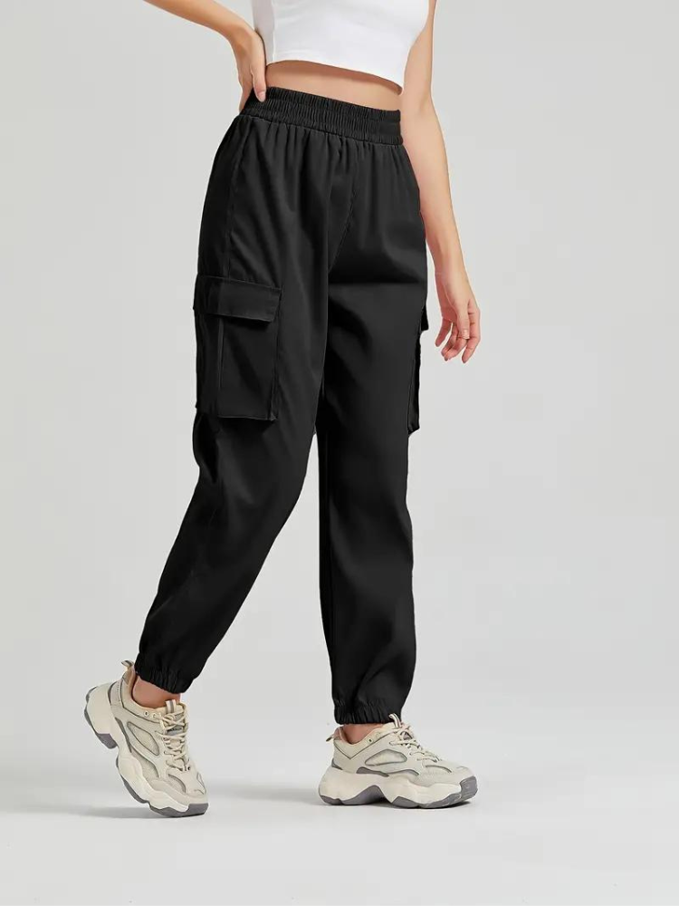 Adaline Joggers | Broek met hoge Cargo Broek-Boetiek Moda