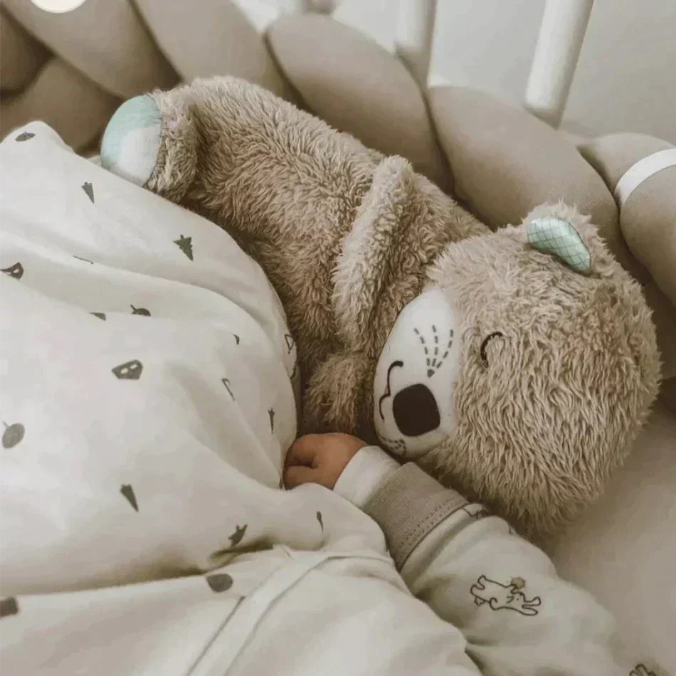 Ademende Otter Teddy - Rustgevende, lichtgevende muzikale teddybeer knuffel voor baby's-Boetiek Moda